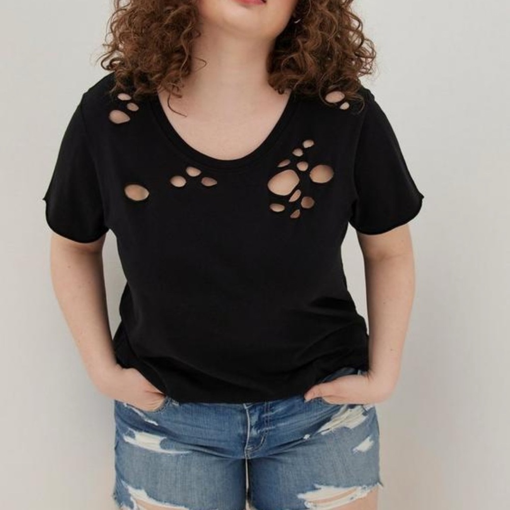 Lovesick Plus Size Black Distressed Short Sleeve Tee - Black - Size 2X / 2
